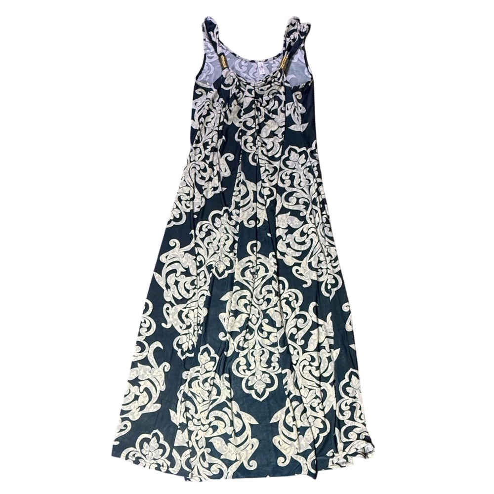 ACE Fashion Maxi Dress Sleeveless Gold Accents Green Cream XXXL